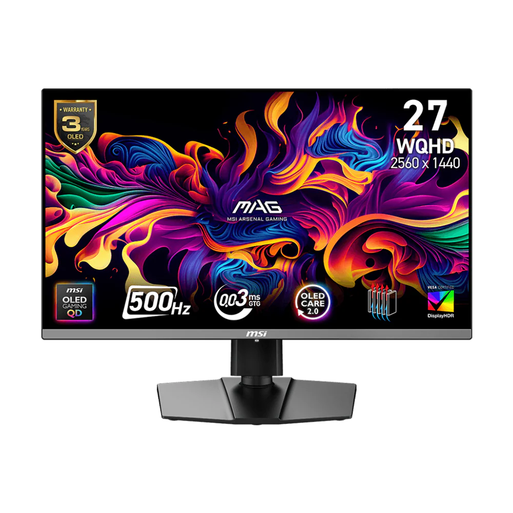 MSI MAG 272QP X50 - 27 Inch WQHD 500Hz 0.03ms HDMI 2.1 QD-OLED Gaming Monitor - Black