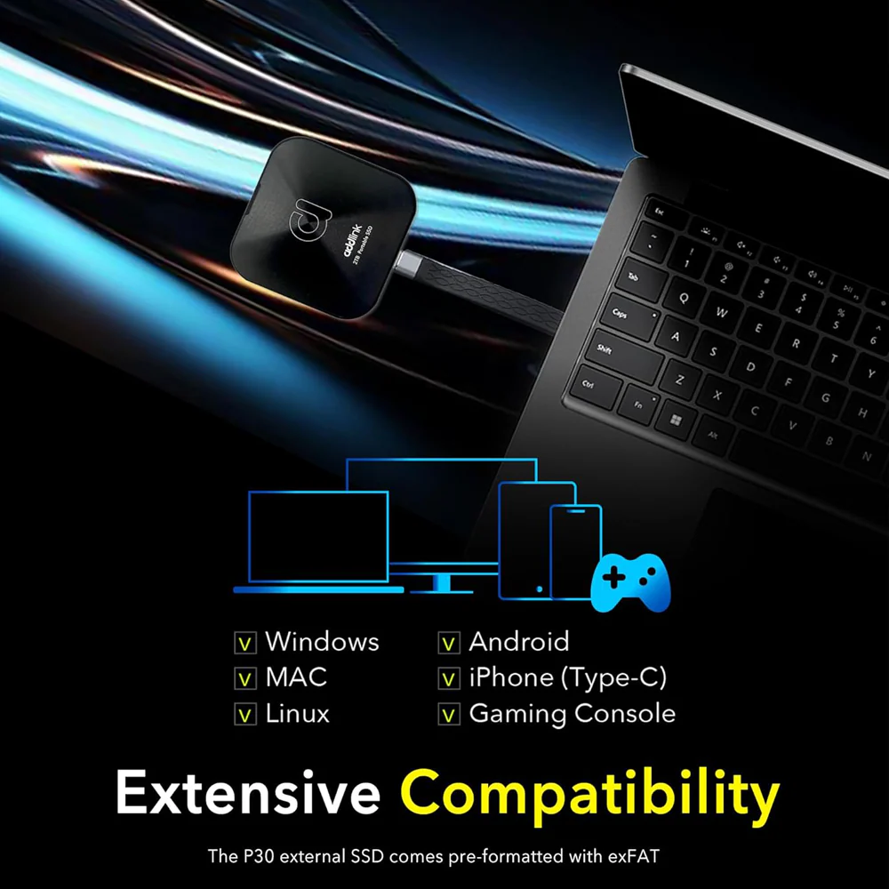 ADDLINK P30 PORTABLE 2TB SSD WITH MAGSAFE AND USB-C TO USB-C CABLE BLACK - Image 4