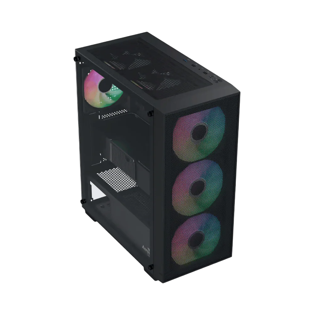 AEROCOOL B509A Flow v1 Mid Tower Case - Black - Image 3