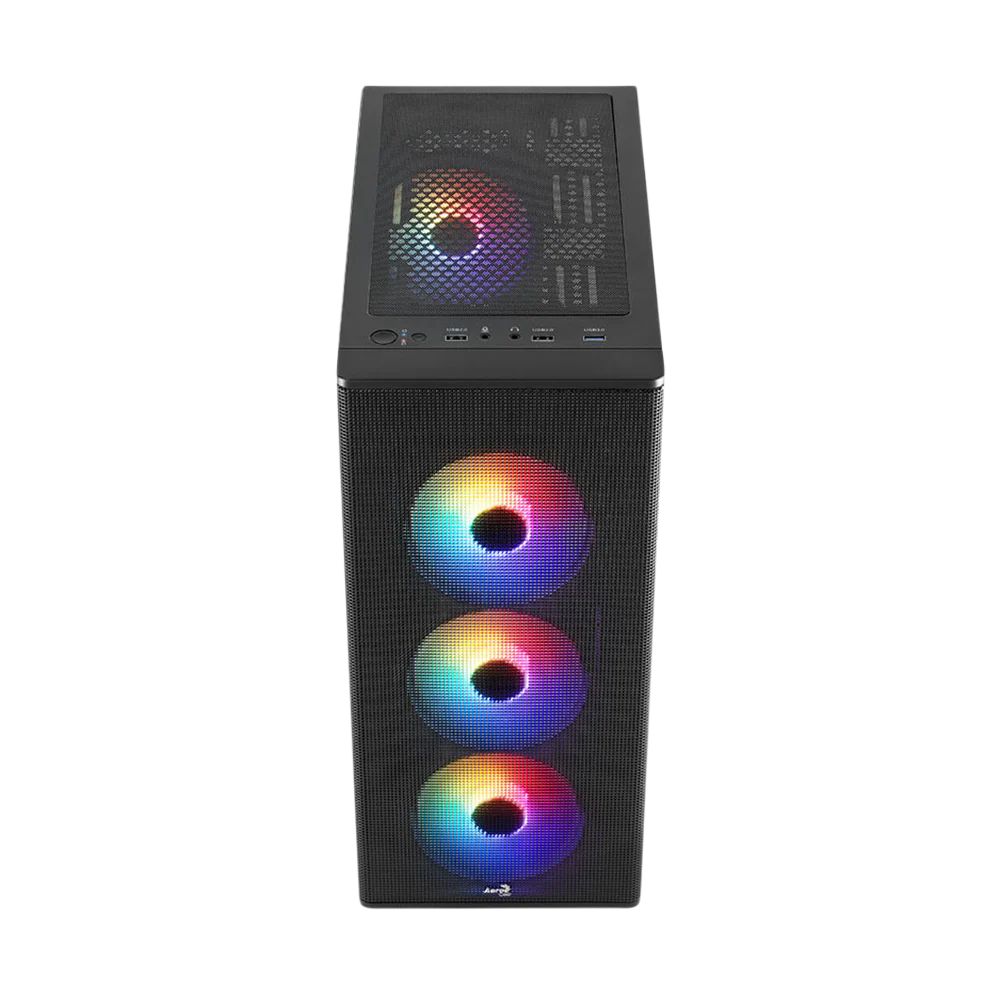 AEROCOOL DESIGNER V2 RGB Fan x 4 Mid Tower Case - Black - Image 3