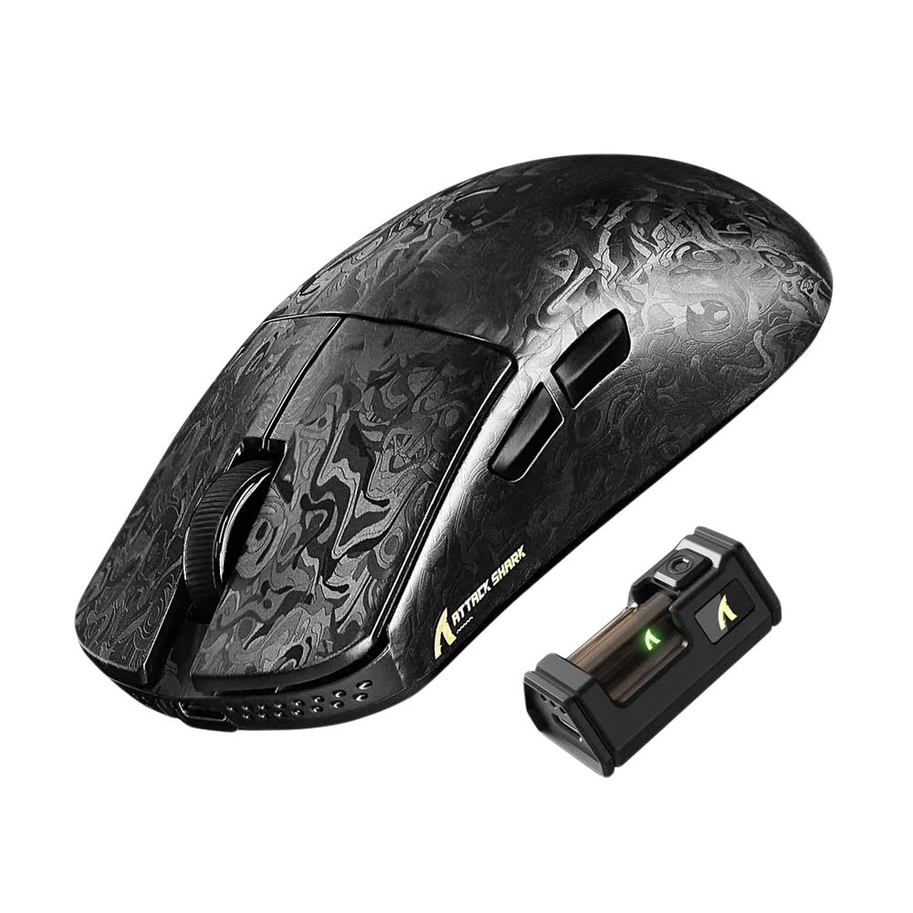 ATTACK SHARK R11 ULTRA PAW3950MAX Carbon Fiber Ink Blade 8K Wireless Gaming Mouse - Black - Image 2