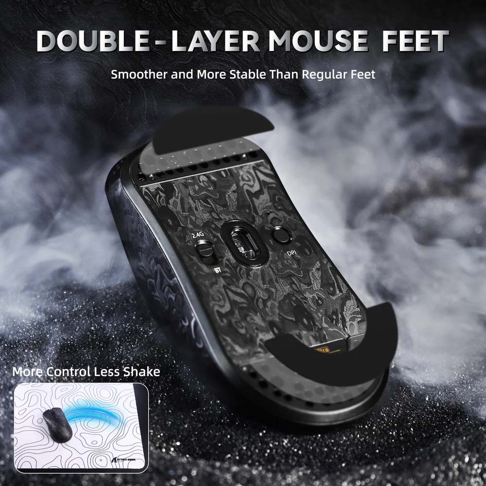 ATTACK SHARK R11 ULTRA PAW3950MAX Carbon Fiber Phantom Shark 8K Wireless Gaming Mouse - Black - Image 6