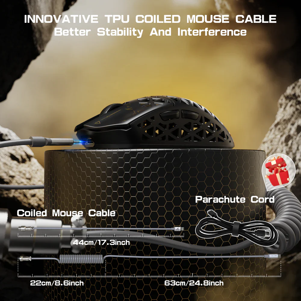 ATTACK SHARK R5 ULTRA PAW3950MAX Carbon Fiber 8K Wireless Gaming Mouse - Black - Image 11