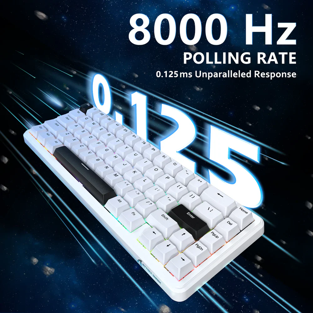 ATTACK SHARK X65 HE Magnetic Switch Wired Gaming Keyboard - White - Image 4