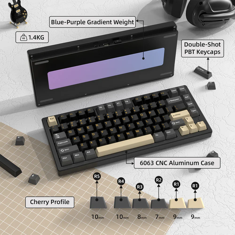 ATTACK SHARK X75 Wireless Gaming Keyboard - Starlight Black - Image 7