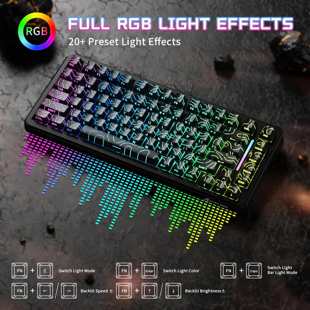 ATTACK SHARK X82PRO HE Magnetic Switch Wireless Gaming Keyboard - Black - Image 7