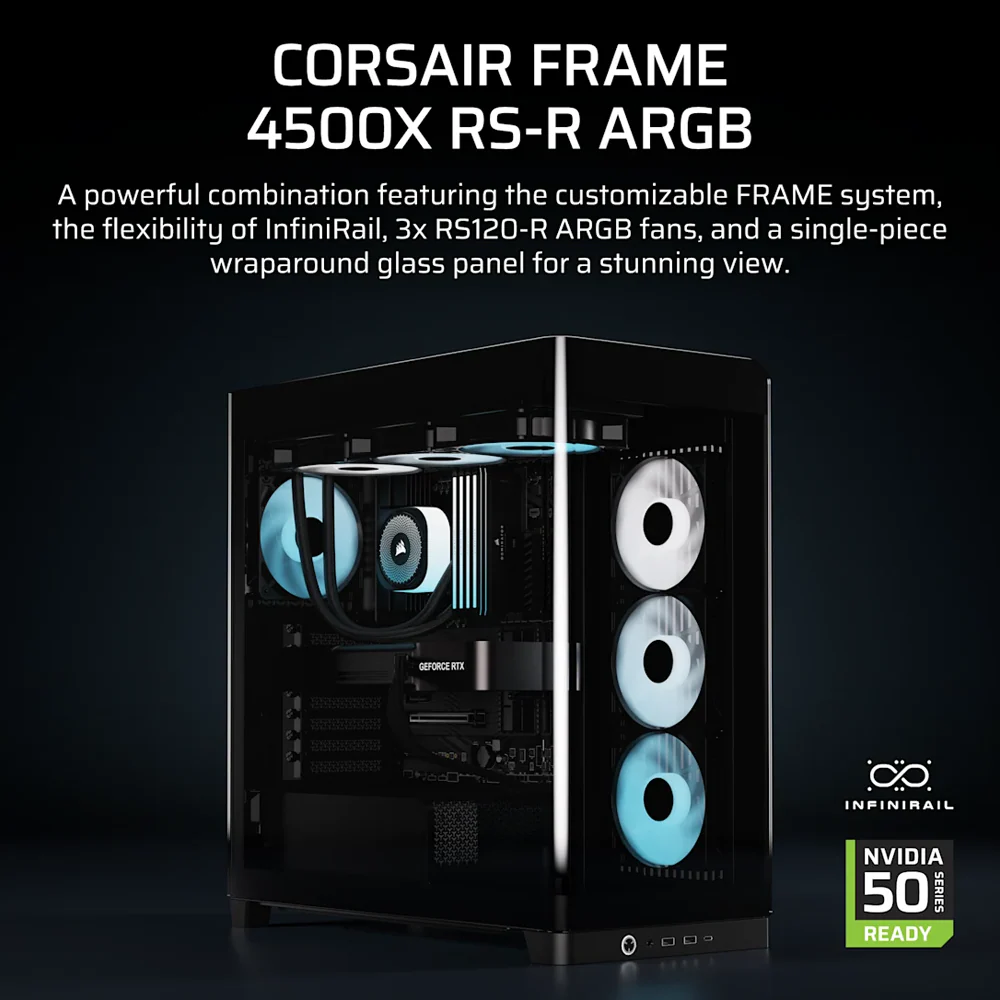CORSAIR FRAME 4500X RS-R ARGB Panoramic Glass Mid Tower Case - Black - Image 3