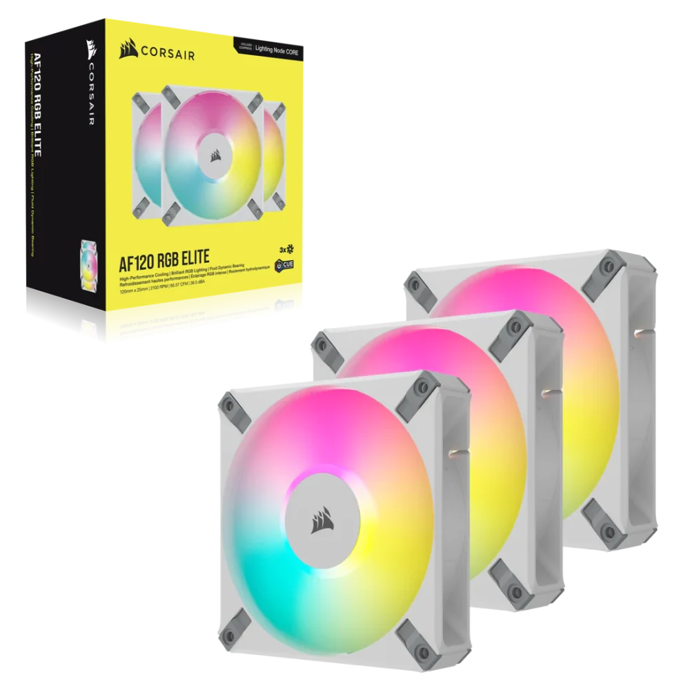 CORSAIR iCUE AF120 RGB ELITE 120mm PWM Triple Fan Kit - White - Image 3