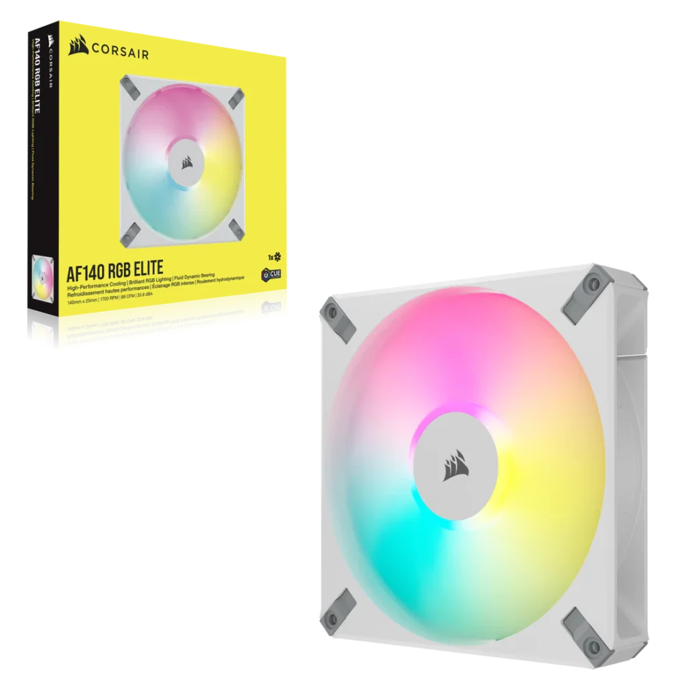 CORSAIR iCUE AF140 RGB ELITE 140mm PWM Single Fan - White - Image 3