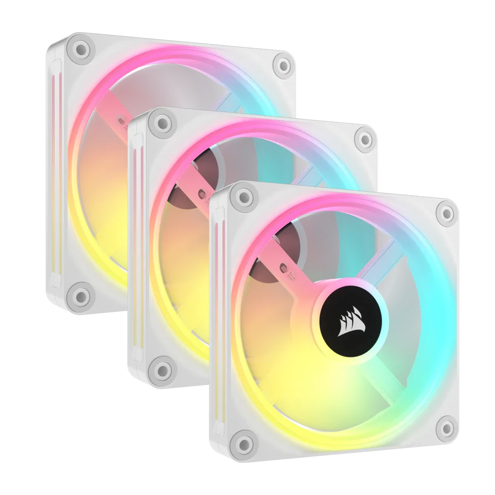 CORSAIR iCUE LINK QX120 RGB 120mm PWM Case Fan Starter Kit With iCUE LINK System Hub - White - Image 2