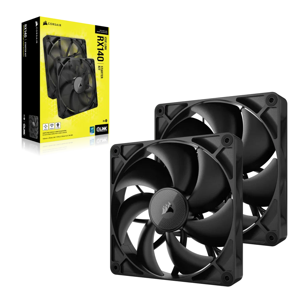 CORSAIR iCUE LINK RX140 140mm PWM Fan Twin Starter Kit - Black - Image 3