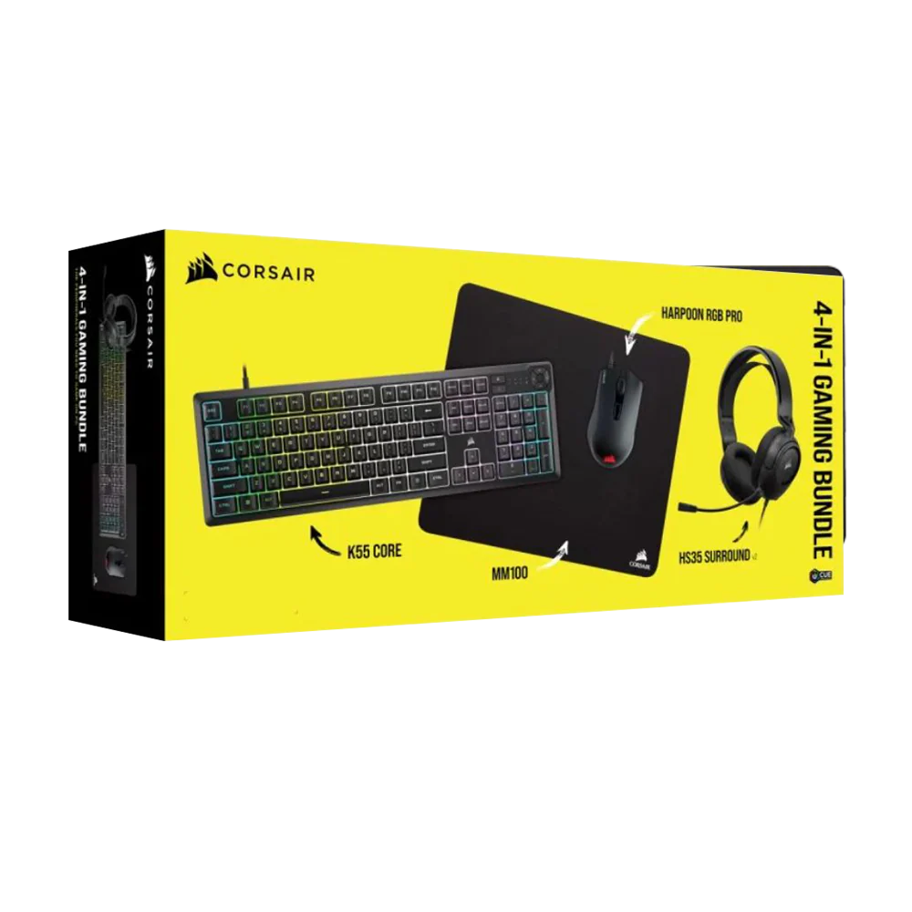 CORSAIR K55 CORE RGB Keyboard + HARPOON RGB Pro Mouse + MM100 Mouse Pad + HS35 V2 Headset Bundle - Image 3