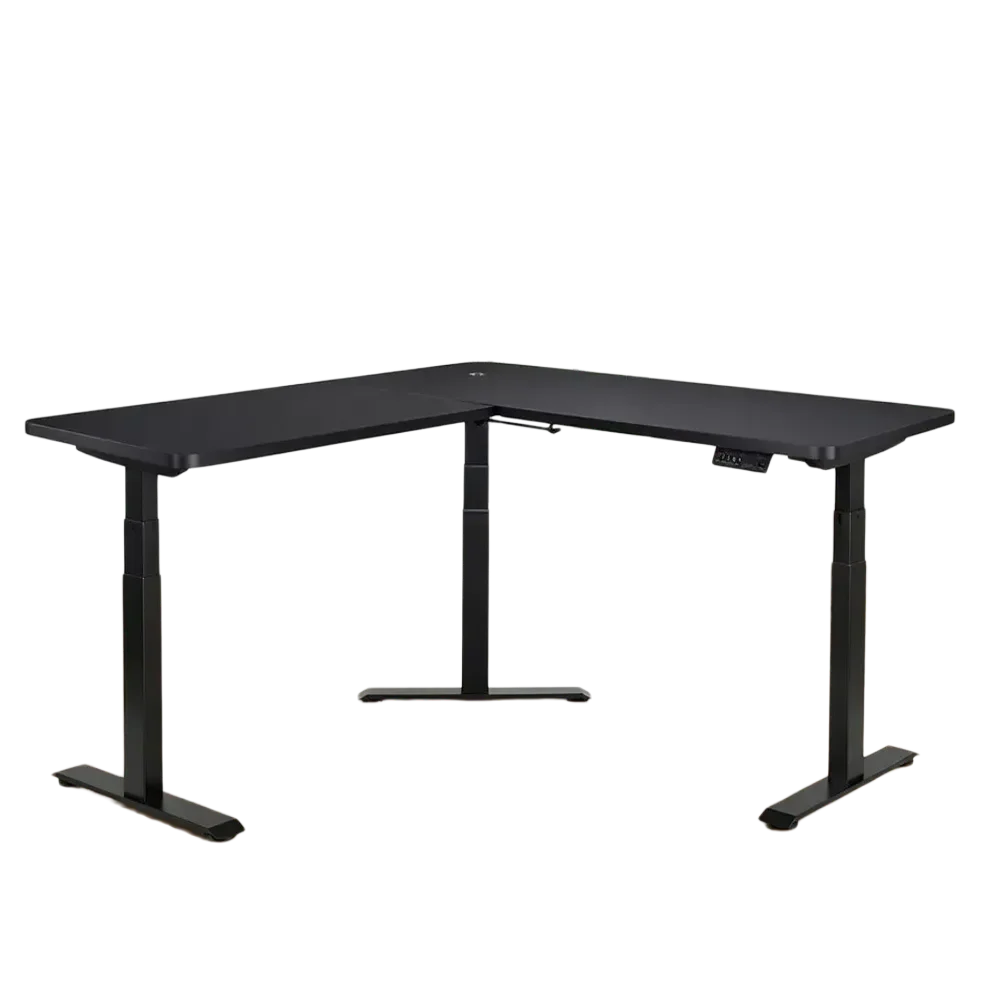 Gamvity L Shape Standing Ergonomic 3 Legs Stand Up Modern Furniture Table Electric Height Adjustable Desk(1000x1750mm) - Black