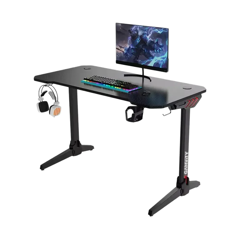 Gamvity Professional Gaming Desk With Rgb Led Lights Cheap (1200*600*750) - Black