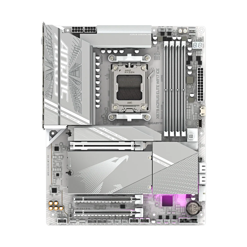 GIGABYTE X870 AORUS ELITE WIFI7 ICE DDR5 Motherboard - White - Image 2