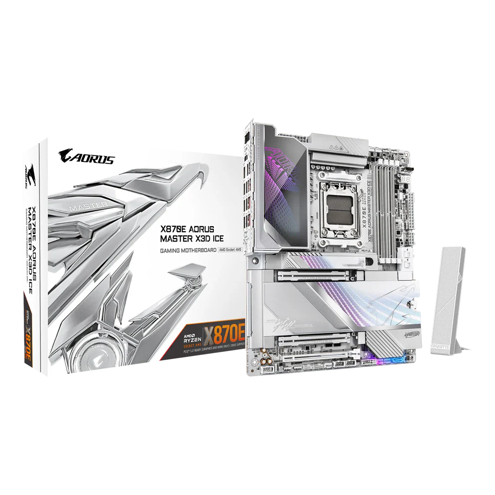 GIGABYTE X870E AORUS MASTER X3D ICE Motherboard - White - Image 3