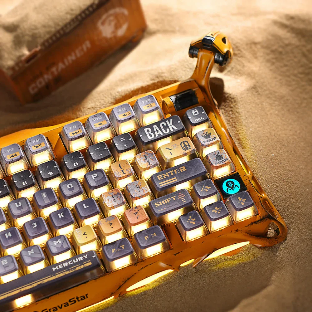 GravaStar Mercury K1 Pro 75% Mechanical Wireless Gaming Keyboard - Battle Worn Yellow - Image 4