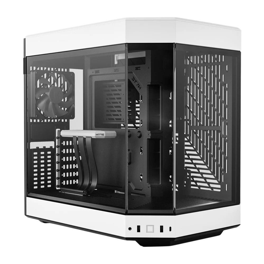 HYTE Dual Chamber Panoramic Tempered Glass ATX Case with 3 Fans - Black/White - Image 2