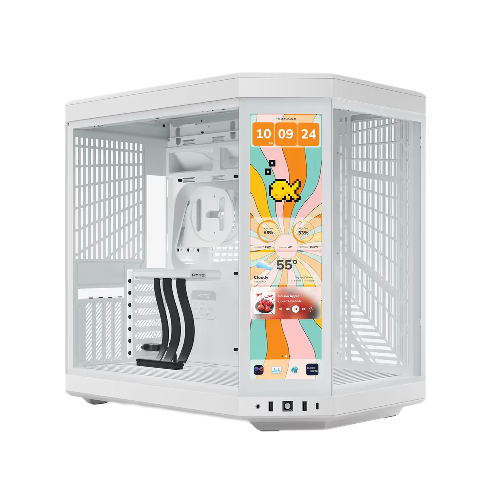 HYTE Y70 TOUCH INFINITE 14.5 Inch Integrated IPS Touchscreen ATX Case - Snow White