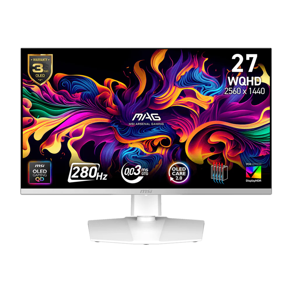 MSI MAG 272QPW X28 - 27 Inch WQHD 280Hz 0.03ms HDMI 2.1 QD-OLED Gaming Monitor - White