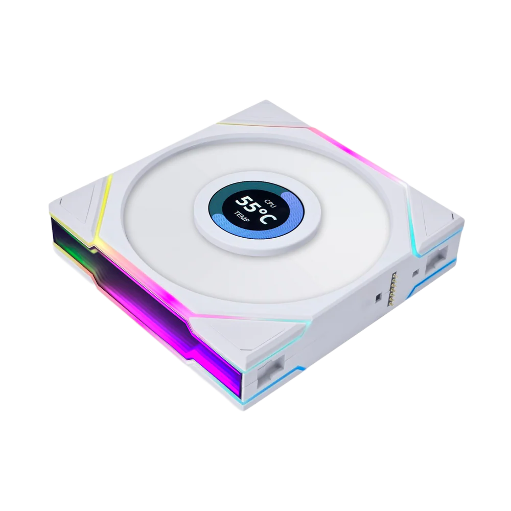 LIAN LI UNI FAN TL LCD RGB 120MM Case Fan - White - Image 2