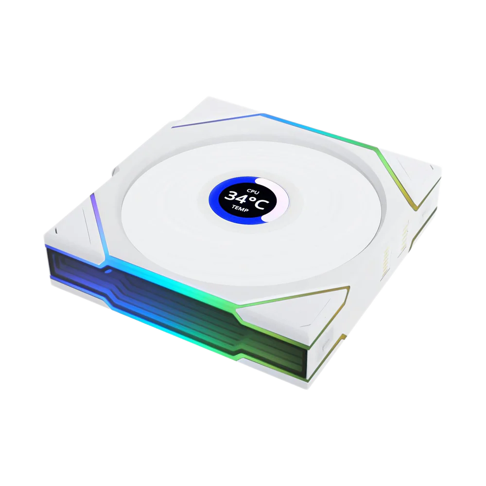 Lian Li UNI FAN TL Wireless LCD Reverse Blade 120mm ARGB Case Fans 1.6” LCD (3 Pack) - White - Image 3