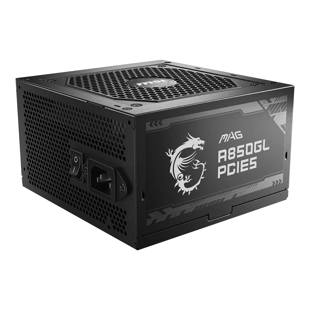 MSI MAG A850GL 850W PCIE 5V Full Modular 80 Plus Gold ATX3.0 Power Supply - Black