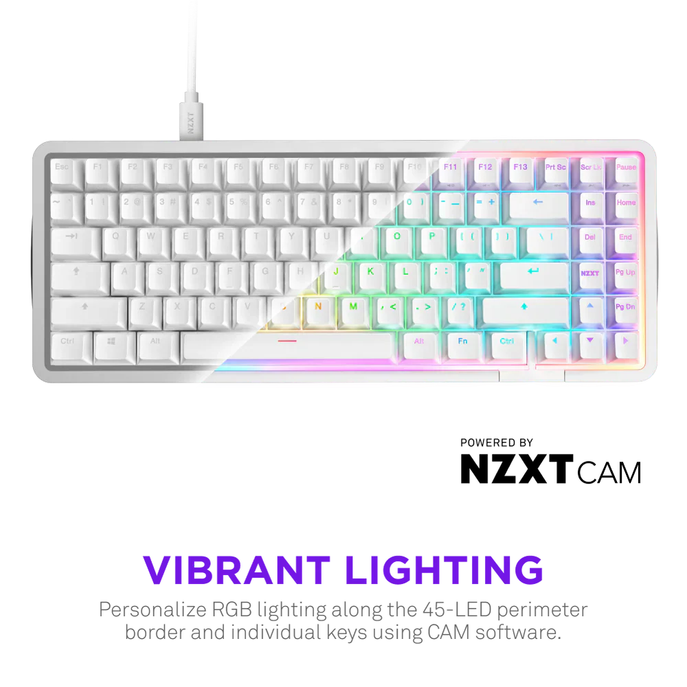 NZXT Function Elite Mini TKL Wired Gaming Keyboard - White - Image 6