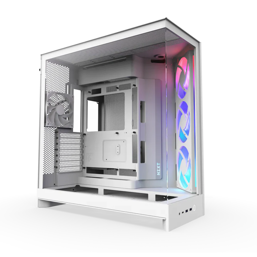 NZXT H9 Flow RGB (2025) Dual-Chamber Mid Tower Case With RGB Fans - All White
