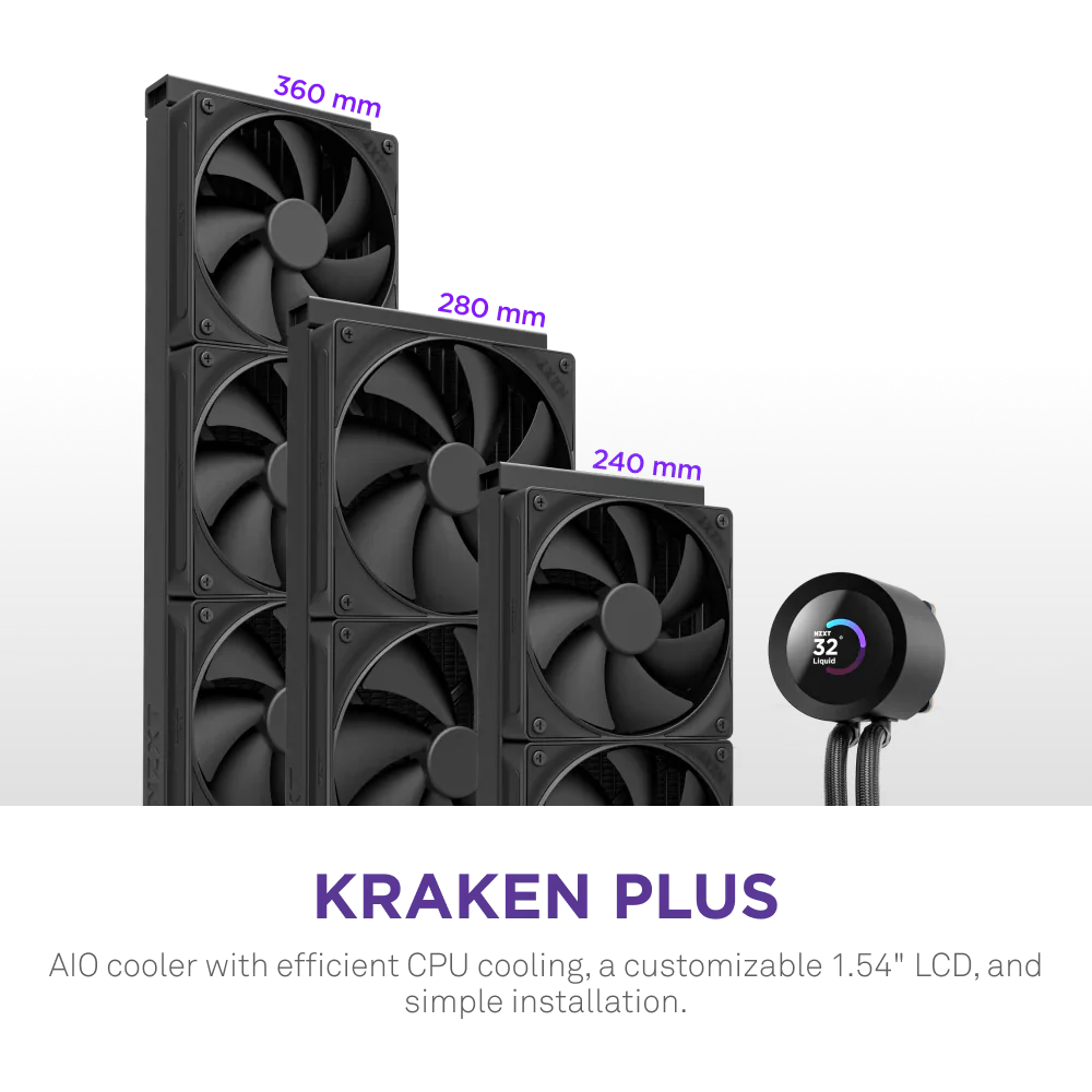 Nzxt Kraken Plus 360mm V2 Display and Radiator Fans AIO Liquid Cooler - Black - Image 2