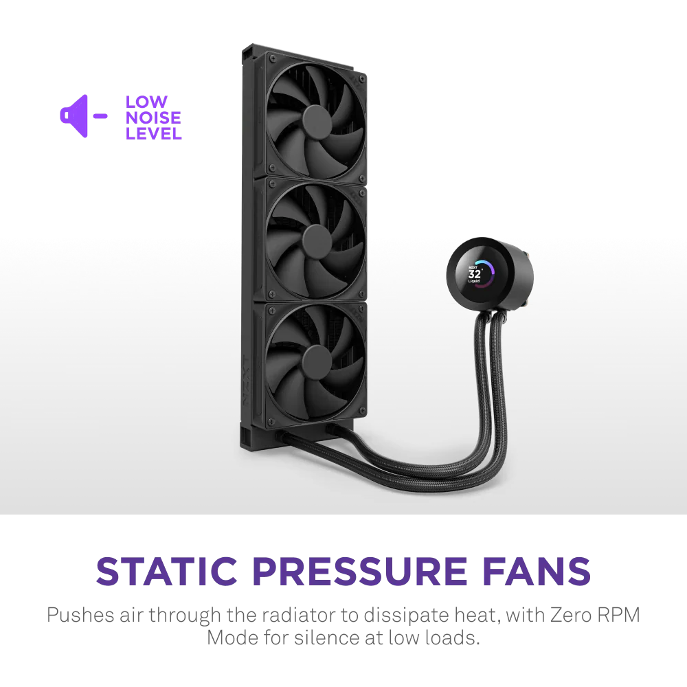 Nzxt Kraken Plus 360mm V2 Display and Radiator Fans AIO Liquid Cooler - Black - Image 5