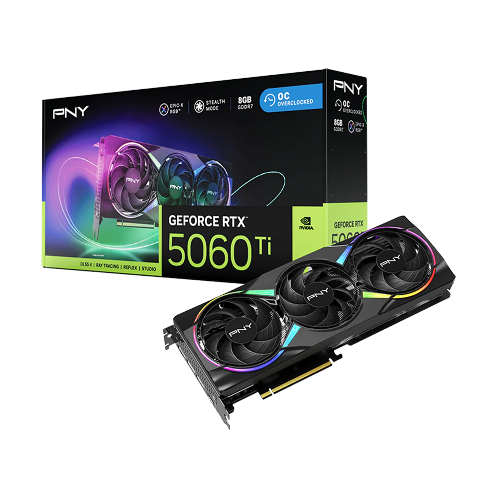 PNY Nvidia GeForce RTX 5060 Ti 8GB ARGB Overclocked Triple Fan Graphics Card - Black - Image 7