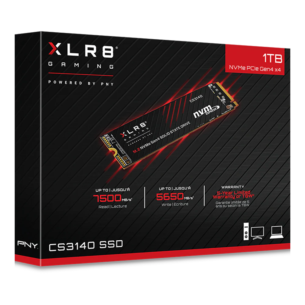 PNY XLR8 CS3140 M.2 NVMe Gen4x4 (7,500 MB/s 5,650 MB/s) - 1TB - Image 3