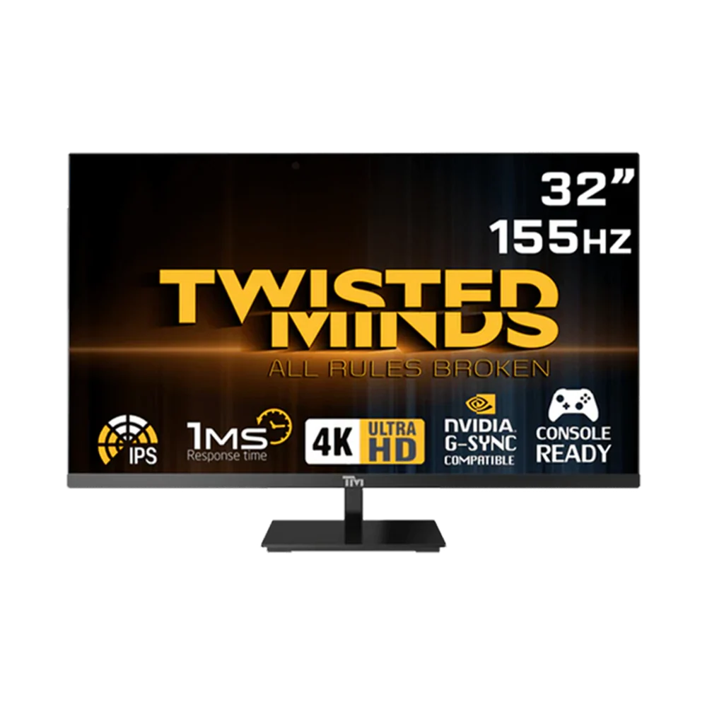 Twisted Minds 32 Inch 4K UHD (3840 x 2160) IPS 155Hz 1MS HDMI 2.1 FreeSync Gaming Monitor - Black